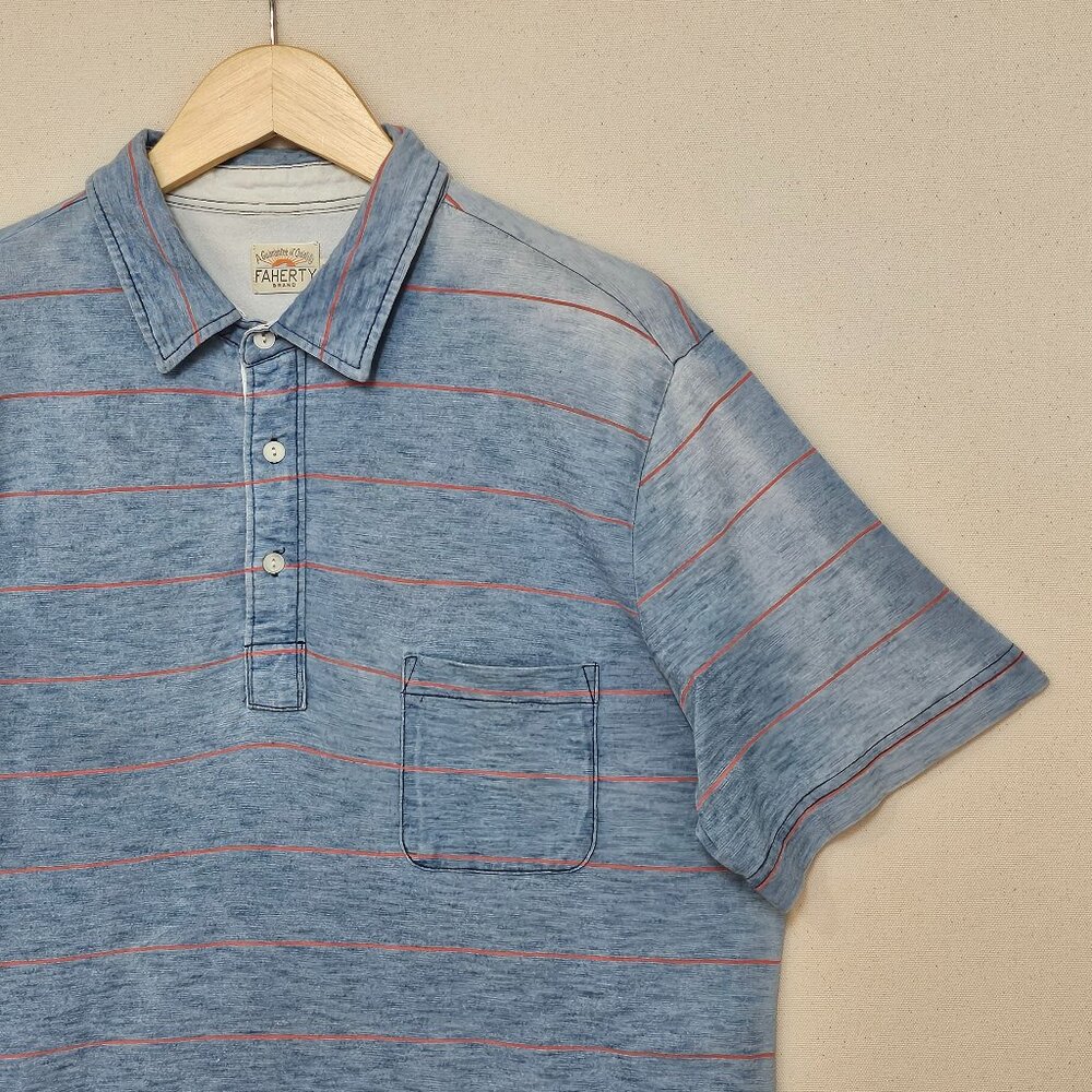 Faherty Faded Short Sleeve Pocket Polo L